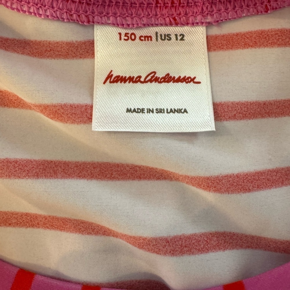 Hanna Andersson Pink and Red Striped Long Sleeve Shirt/Rash Guard Size 12 - Picture 4 of 4